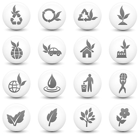 simsearch:400-07325408,k - Nature Icon on Round Black and White Button Collection Original Illustration Stock Photo - Budget Royalty-Free & Subscription, Code: 400-07626276