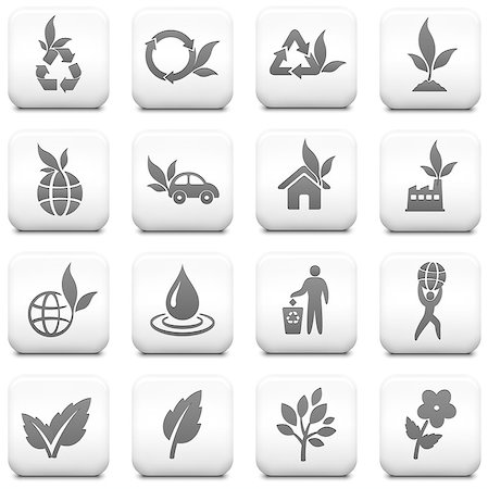 simsearch:400-07325408,k - Nature Icon on Square Black and White Button Collection Original Illustration Stock Photo - Budget Royalty-Free & Subscription, Code: 400-07626289
