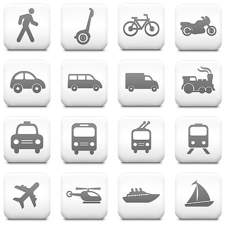 simsearch:400-04273819,k - Transportation Icon on Square Black and White Button Collection Original Illustration Stock Photo - Budget Royalty-Free & Subscription, Code: 400-07626300