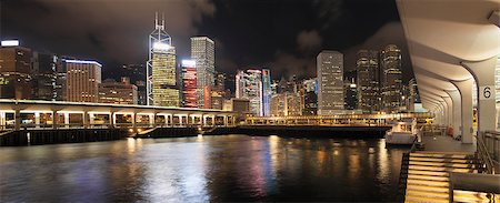 southeast asia skyline ferris - Hong Kong Skyline from Central Ferry Pier at Night Panorama Stock Photo - Budget Royalty-Free & Subscription, Code: 400-07626303