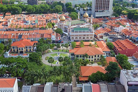 Kampong Glam with Malay Heritage Center and Sultan Mosque Aerial View Foto de stock - Royalty-Free Super Valor e Assinatura, Número: 400-07626315