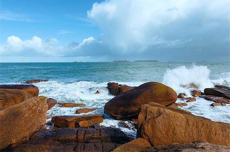 stony - Ploumanach coast spring view  (Perros-Guirec , Brittany, France). The Pink Granite Coast. Stock Photo - Budget Royalty-Free & Subscription, Code: 400-07626355