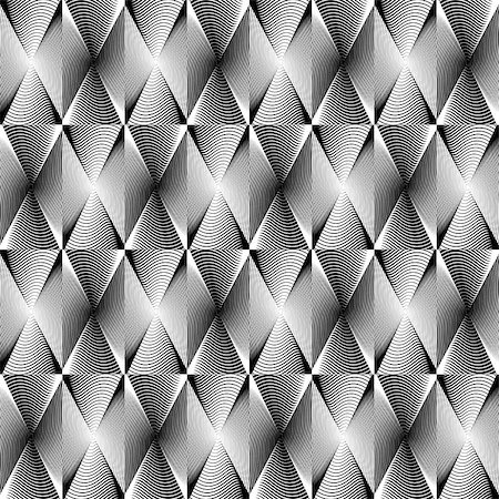 simsearch:400-07518662,k - Design seamless monochrome geometric pattern. Abstract diamond interlacing textured background. Vector art. No gradient Fotografie stock - Microstock e Abbonamento, Codice: 400-07626395