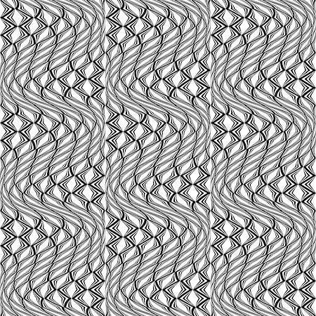 simsearch:400-07988831,k - Design seamless monochrome wave pattern. Abstract distortion textured twisted background. Vector art Stock Photo - Budget Royalty-Free & Subscription, Code: 400-07626406