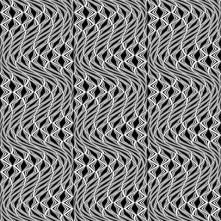 simsearch:400-07988831,k - Design seamless monochrome wave pattern. Abstract distortion textured twisted background. Vector art Stock Photo - Budget Royalty-Free & Subscription, Code: 400-07626467