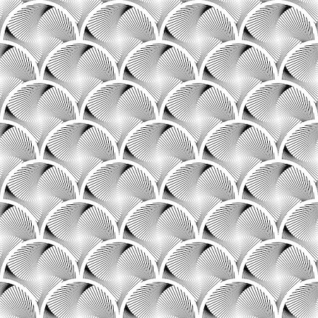 simsearch:400-07551581,k - Design seamless circle striped geometric pattern. Abstract monochrome waving lines background. Speckled texture. Vector art Foto de stock - Royalty-Free Super Valor e Assinatura, Número: 400-07626473