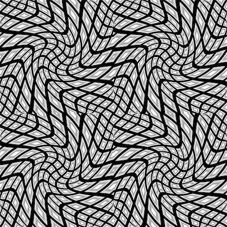 simsearch:400-07631338,k - Design seamless monochrome warped geometric pattern. Abstract distorted textured background. Vector art. No gradient Stockbilder - Microstock & Abonnement, Bildnummer: 400-07626532