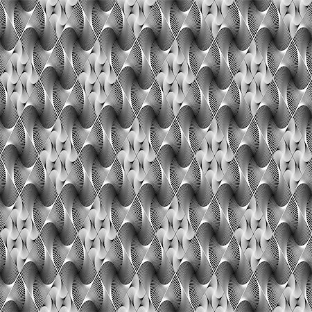 simsearch:400-07507345,k - Design seamless monochrome decorative diamond geometric pattern. Abstract diagonal twisted lines textured background. Vector art Foto de stock - Royalty-Free Super Valor e Assinatura, Número: 400-07626556