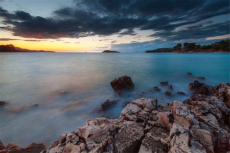 simsearch:400-05130866,k - Mist sea fog on the sunset background. Rocky coastline. Stock Photo - Budget Royalty-Free & Subscription, Code: 400-07626584