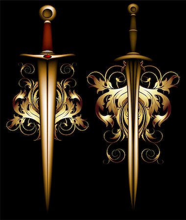 saber - ancient ornate arms, this illustration may be useful as designer work Stock Photo - Budget Royalty-Free & Subscription, Code: 400-07626658