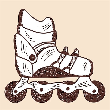 roller skate retro - Rollers sketch. EPS 10 vector illustration without transparency. Stock Photo - Budget Royalty-Free & Subscription, Code: 400-07626763