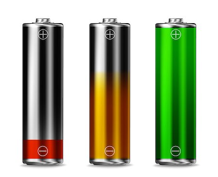 Low, charging and full battery power energy level symbols Stock Photo - Budget Royalty-Free & Subscription, Code: 400-07626770