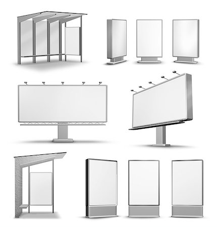 Urban city outdoor advertising media isolated on white Stock Photo - Budget Royalty-Free & Subscription, Code: 400-07626772