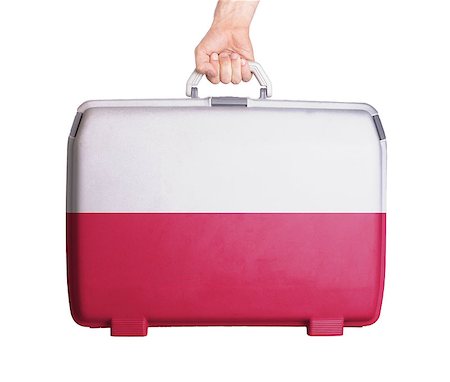 Used plastic suitcase with stains and scratches, printed with flag, Poland Stock Photo - Budget Royalty-Free & Subscription, Code: 400-07626956