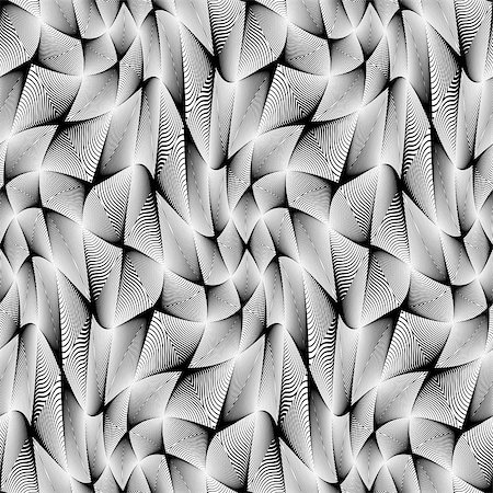 simsearch:400-07631338,k - Design seamless monochrome grid geometric pattern. Abstract warped textured background. Vector art. No gradient Stockbilder - Microstock & Abonnement, Bildnummer: 400-07626964