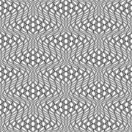 simsearch:400-07988831,k - Design seamless monochrome wave pattern. Abstract distortion textured twisted background. Vector art Stock Photo - Budget Royalty-Free & Subscription, Code: 400-07626963