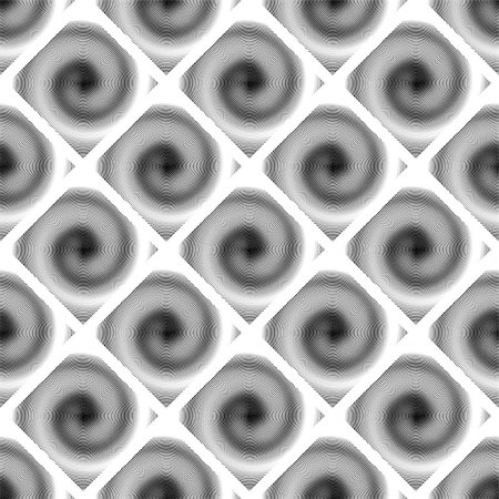 simsearch:400-07676348,k - Design seamless spiral movement geometric pattern. Abstract monochrome waving lines background. Speckled twisted texture. Vector art Stock Photo - Budget Royalty-Free & Subscription, Code: 400-07627019