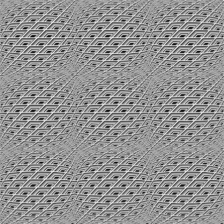 simsearch:400-07631338,k - Design seamless monochrome warped grid pattern. Abstract convex textured background. Vector art. No gradient Stockbilder - Microstock & Abonnement, Bildnummer: 400-07627020