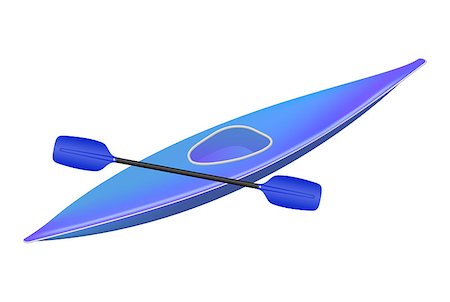 Kayak with paddle in blue design on white background Stock Photo - Budget Royalty-Free & Subscription, Code: 400-07627139