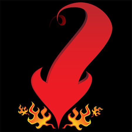 fire tail illustration - An image of a devil tail arrow with flames on a black background. Stock Photo - Budget Royalty-Free & Subscription, Code: 400-07627481