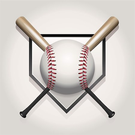 enterlinedesign (artist) - A baseball illustration made for a ball and two crossed bats over home plate. Vector EPS 10 available. EPS contains transparencies and gradient mesh. Foto de stock - Super Valor sin royalties y Suscripción, Código: 400-07627687