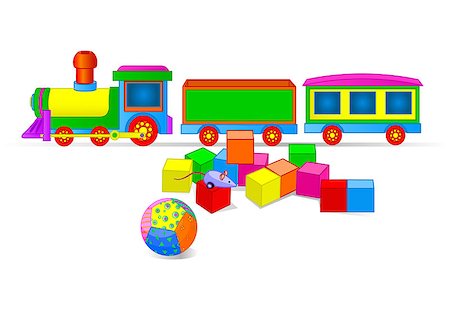 Vector illustration of Toy train and building blocks Stock Photo - Budget Royalty-Free & Subscription, Code: 400-07627718