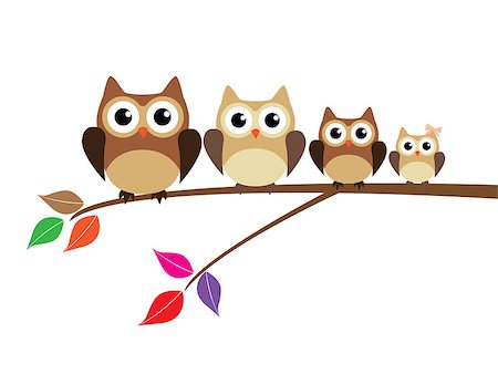 vector owls in the tree Stock Photo - Budget Royalty-Free & Subscription, Code: 400-07627711
