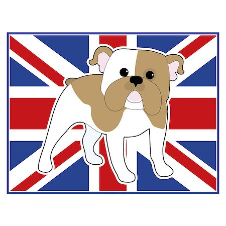 simsearch:400-07658326,k - A cartoon illustration of an English Bulldog with a British flag in the background Stock Photo - Budget Royalty-Free & Subscription, Code: 400-07627979