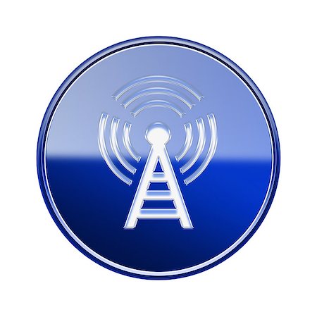 simsearch:400-07570955,k - WI-FI tower icon glossy blue, isolated on white background Stock Photo - Budget Royalty-Free & Subscription, Code: 400-07628484
