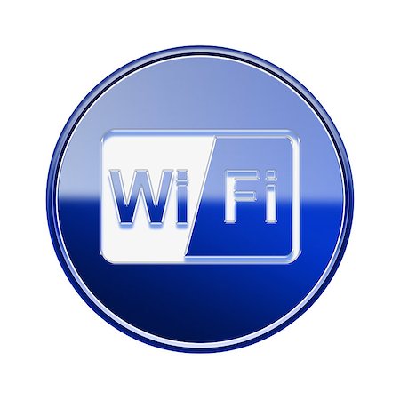 simsearch:400-07570955,k - WI-FI icon glossy blue, isolated on white background Stock Photo - Budget Royalty-Free & Subscription, Code: 400-07628483