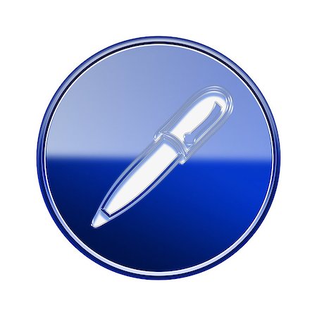 simsearch:400-07628509,k - Pen icon glossy blue, isolated on white background Foto de stock - Royalty-Free Super Valor e Assinatura, Número: 400-07628506