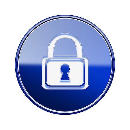 simsearch:400-07628509,k - Lock icon glossy blue, isolated on white background Foto de stock - Royalty-Free Super Valor e Assinatura, Número: 400-07628508