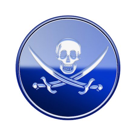 rogues - Pirate icon glossy blue, isolated on white backround Stockbilder - Microstock & Abonnement, Bildnummer: 400-07628502