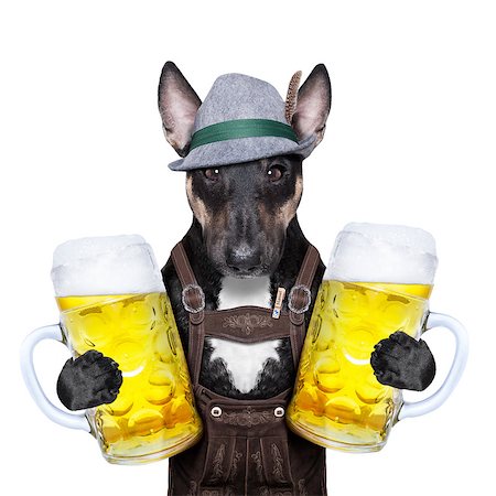 simsearch:400-08163219,k - bavarian oktoberfest dog  with two heavy beer  mugs Photographie de stock - Aubaine LD & Abonnement, Code: 400-07628686
