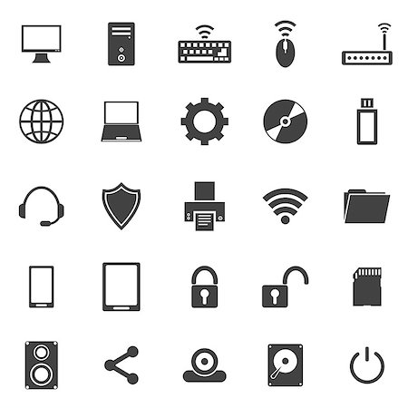 personal computer vector - Computer icons on white background, stock vector Stock Photo - Budget Royalty-Free & Subscription, Code: 400-07628833