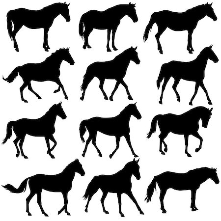 Set vector silhouette of horse Stock Photo - Budget Royalty-Free & Subscription, Code: 400-07629089