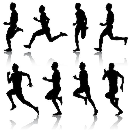 simsearch:400-04273380,k - Set of silhouettes. Runners on sprint, men. vector illustration. Foto de stock - Super Valor sin royalties y Suscripción, Código: 400-07629097