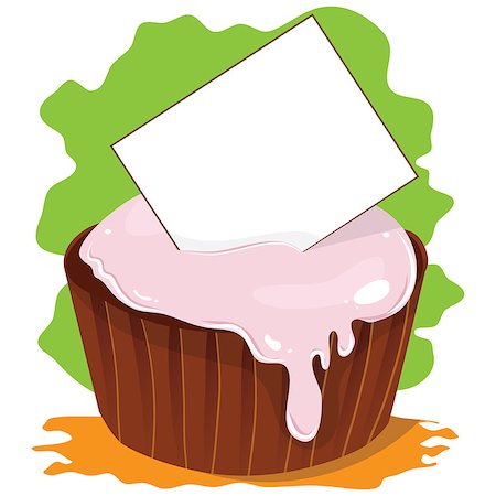 Vector beautiful cupcake with card for text Stock Photo - Budget Royalty-Free & Subscription, Code: 400-07629303