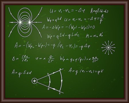 Blackboard with physical formulas. Eps 10 vector illustration with transparency. Stock Photo - Budget Royalty-Free & Subscription, Code: 400-07629435