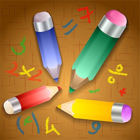 simsearch:400-05894961,k - Vector illustration with blackdoor and four school pencils Stock Photo - Budget Royalty-Free & Subscription, Code: 400-07629465