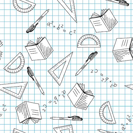 Back to school theme seamless background. Vector illustration. Fotografie stock - Microstock e Abbonamento, Codice: 400-07620039