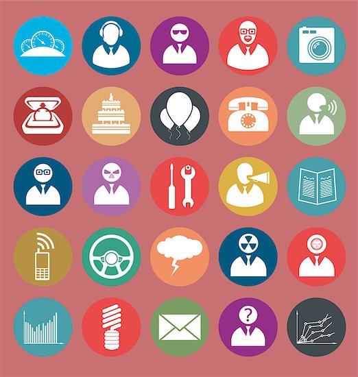 Vector icons set with flat design style Stock Photo - Royalty-Free, Artist: leedsn, Image code: 400-07620274