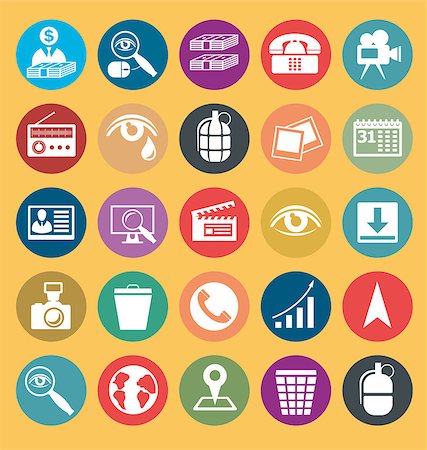 Vector icons set with flat design style Stock Photo - Budget Royalty-Free & Subscription, Code: 400-07620278