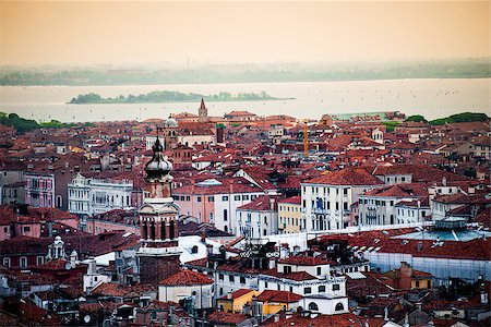 Aerial view of Venice. Houses, sea and palases from San Marco tower Stock Photo - Budget Royalty-Free & Subscription, Code: 400-07620298