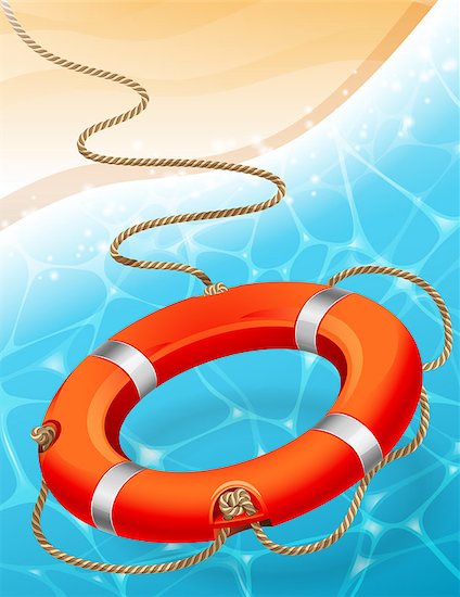 Vector illustration - lifebuoy on water background Stock Photo - Royalty-Free, Artist: Jut, Image code: 400-07620397