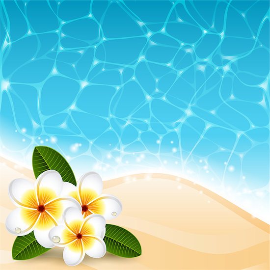 Vector illustration - Plumeria flowers on the beach Stock Photo - Royalty-Free, Artist: Jut, Image code: 400-07620399