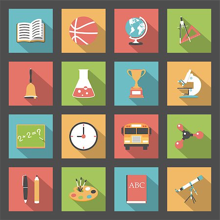 simsearch:400-04675026,k - School flat icons set vector graphic illustration Foto de stock - Royalty-Free Super Valor e Assinatura, Número: 400-07620471