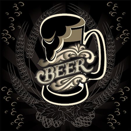 simsearch:400-07666392,k - vector glass of beer on a black background for the menu Stock Photo - Budget Royalty-Free & Subscription, Code: 400-07620531