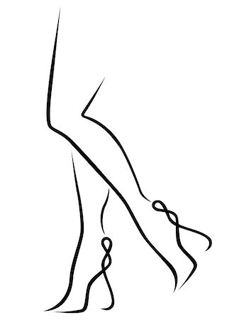 simsearch:400-07620944,k - Abstract sketching outline of graceful women legs, black over white vector artwork Fotografie stock - Microstock e Abbonamento, Codice: 400-07620940