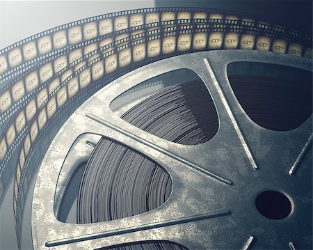 film reels - Old film roll on a reflective table. Stock Photo - Budget Royalty-Free & Subscription, Code: 400-07621005